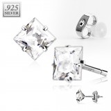 Stud argent 42 - Zircone carré noir