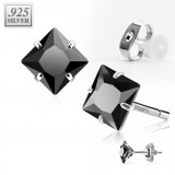 Stud argent 42 - Zircone carré noir