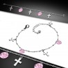 Chaine de cheville 15 - Ronds roses et croix