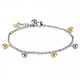 Chaine de cheville 25 - Boules acier et gold-ip