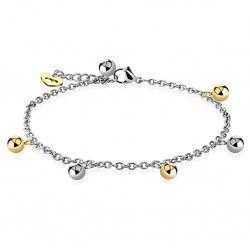 Chaine de cheville 25 - Boules acier et gold-ip