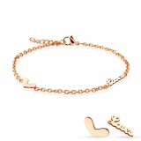 Chaine de cheville 27 - Gold-ip rose coeur et love