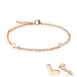 Chaine de cheville 27 - Gold-ip rose coeur et love