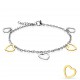 Chaine de cheville 33 - Coeurs creux gris et gold-ip