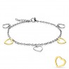 Chaine de cheville 33 - Coeurs creux gris et gold-ip