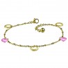 Chaine de cheville 35 - Gold-IP cercles creux et ronds roses