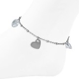 Chaine de cheville 39 - Ronds transparents et coeurs