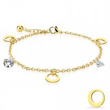 Chaine de cheville 41 - Gold-ip strass transparents et cercles