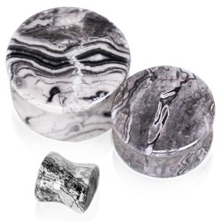 Plug courbe jaspe blanc et noir