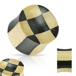 Plug courbe en bois style damier