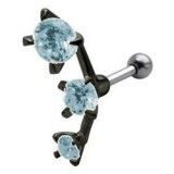 Piercing hélix 29 - Trois strass noirs