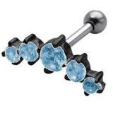 Piercing hélix 32 - Cinq strass noirs