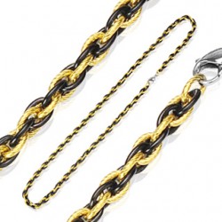 Chaine acier black et plaqué-or 10 mailles 06mm