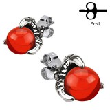 Clous gothiques 19 - Strass rond rouge et serres