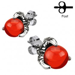 Clous gothiques 19 - Strass rond rouge et serres