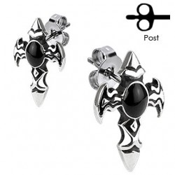 Clous gothiques 20 - Croix strass noir