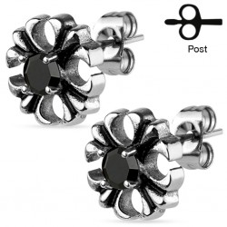 Clous gothiques 35 - Fleur zircone noir