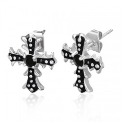Clous gothiques 44 - Croix zircone noir