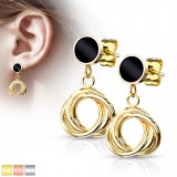 Clous en acier 64 - Strass noir avec cercles pendants