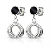 Clous en acier 64 - Strass noir avec cercles pendants