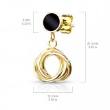 Clous en acier 64 - Strass noir avec cercles pendants