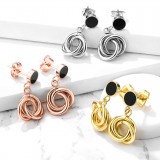 Clous en acier 64 - Strass noir avec cercles pendants