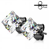 Stud US cristal carré PVD noir