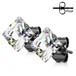 Stud US cristal carré PVD noir