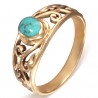 Bague en bronze sertie d'une turquoise ronde (02)