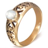 Bague en bronze avec une opalite blanche (03)
