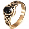Bague en bronze sertie d'une onyx noire (04)