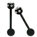 Piercing pour langue PVD 22 - Noir multistrass