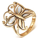 Bague en bronze avec un papillon aux ailes blanches (10)