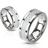 Bague acier 12 - Fibres de carbone blancs