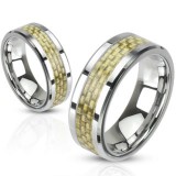 Bague acier 14 - Fibres de carbone jaunes