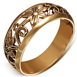 Bague masculine en bronze avec des fleurs (17)