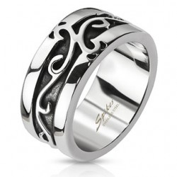 Bague acier 35 - Médiévale lignes