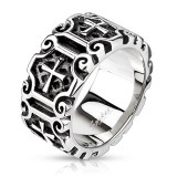 Bague acier 38 - Médiévale croix