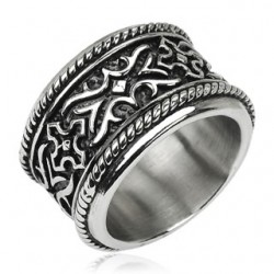 Bague acier 40 - Médiévale abstraite B