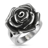 Bague acier 41 - Grande rose
