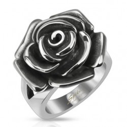 Bague acier 41 - Grande rose