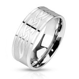 Bague acier 44 - Motifs tribaux gris
