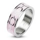 Bague acier 49 - Rose avec ronds gris