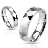 Bague acier 51 - Facettes en losanges