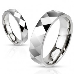 Bague acier 51 - Facettes en losanges