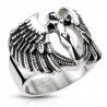 Bague acier 57 - Ange ailé