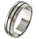 Bague acier 58 - Deux bandes noires
