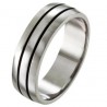 Bague acier 58 - Deux bandes noires