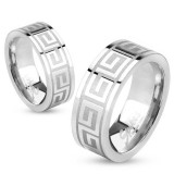 Bague acier 62 - Lignes grecques grises
