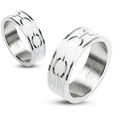Bague acier 64 - Blanc avec des ronds